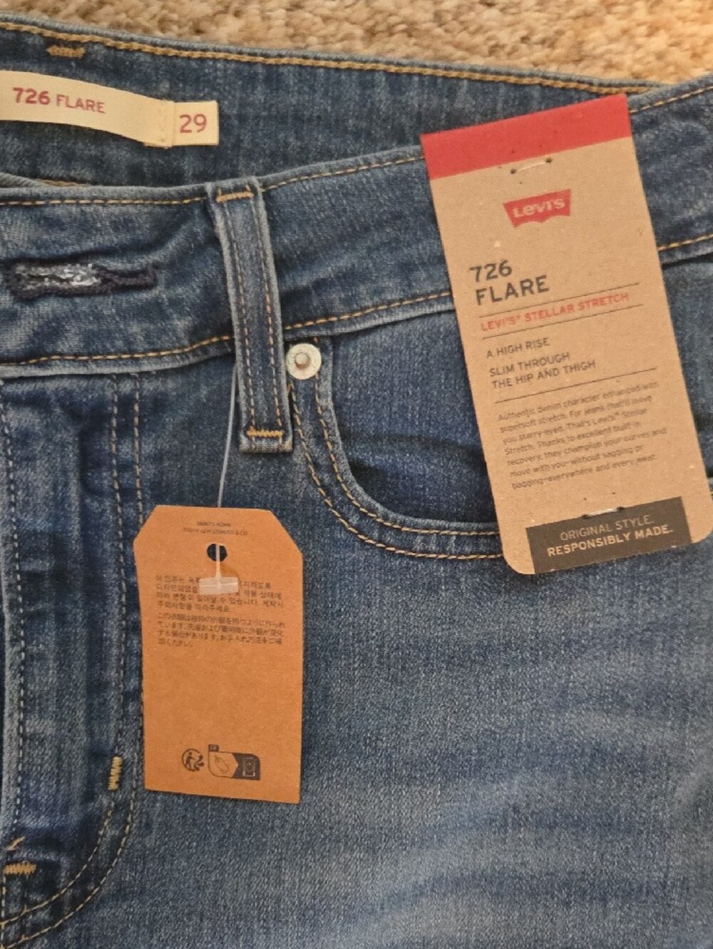 Levi's Medium Blue Flare Jeans - Classic Five-Pocket Style - Picture 2 of 4